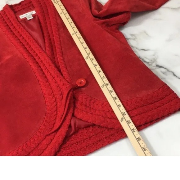 Cold Water Creek Red 100% Genuine Suede Leather Blazer Jacket Size Medium Unworn - Picture 7 of 11